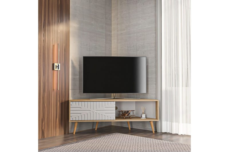 Abbas TV-taso 140 cm - Tammi/Valkoinen - Huonekalut - TV- & Mediakalusteet - Tv taso & Mediataso