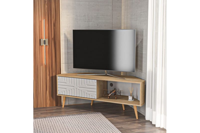 Abbas TV-taso 140 cm - Tammi/Valkoinen - Huonekalut - TV- & Mediakalusteet - Tv taso & Mediataso
