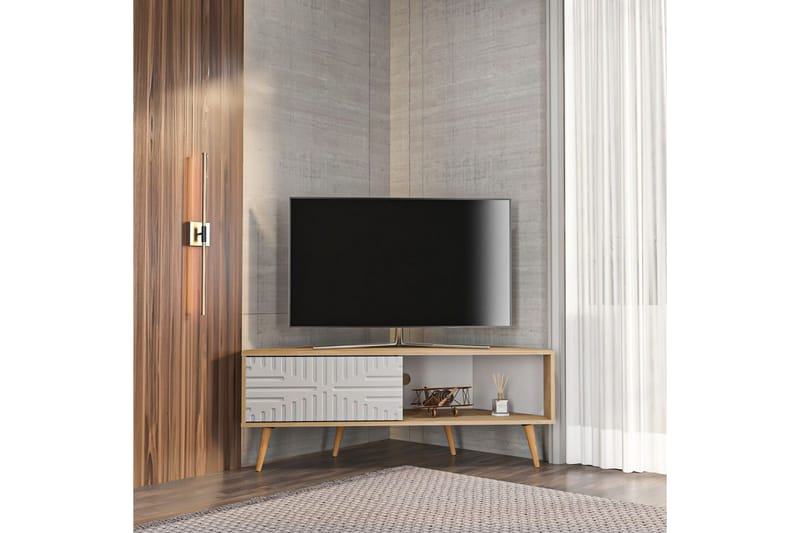 Abbas TV-taso 140 cm - Tammi/Valkoinen - Huonekalut - TV- & Mediakalusteet - Tv taso & Mediataso