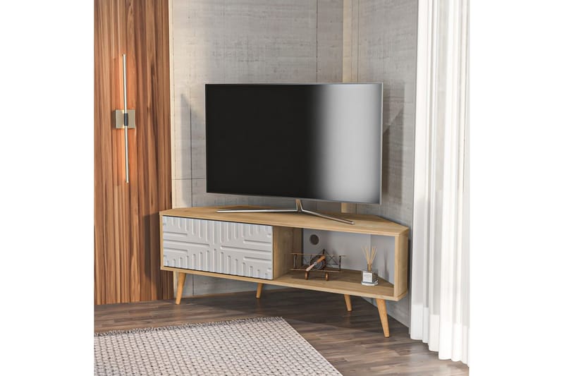 Abbas TV-taso 140 cm - Tammi/Valkoinen - Huonekalut - TV- & Mediakalusteet - Tv taso & Mediataso