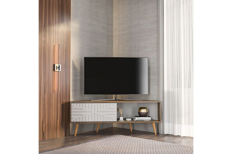 Abbas TV-taso 140 cm - Pähkinä/Valkoinen - Huonekalut - TV- & Mediakalusteet - Tv taso & Mediataso