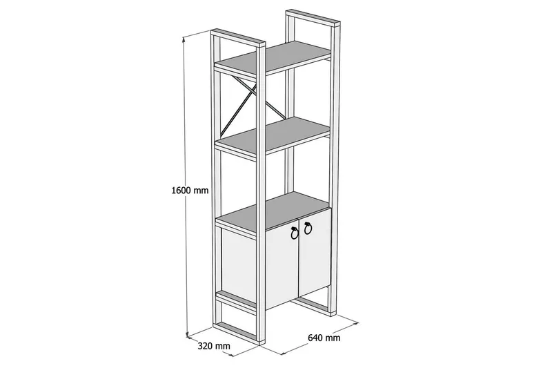 Albuferia Kirjahylly 64 cm - Luonnollinen/Musta - Säilytys - Hylly - Kirjahylly