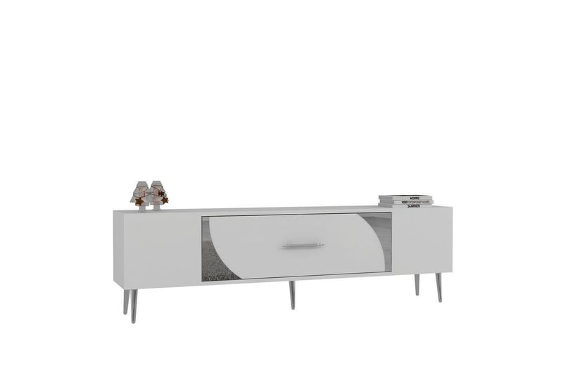 Aldor TV-taso 150 cm - Valkoinen/Hopea - Huonekalut - TV- & Mediakalusteet - Tv taso & Mediataso