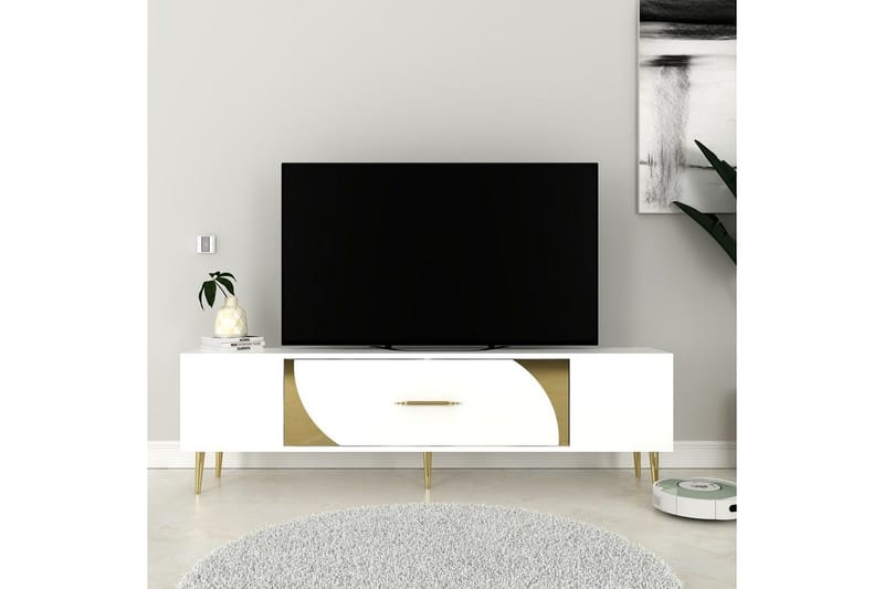Aldor TV-taso 150 cm - Valkoinen/Keltainend - Huonekalut - TV- & Mediakalusteet - Tv taso & Mediataso