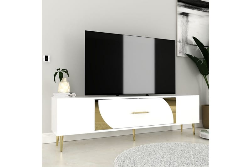Aldor TV-taso 150 cm - Valkoinen/Keltainend - Huonekalut - TV- & Mediakalusteet - Tv taso & Mediataso