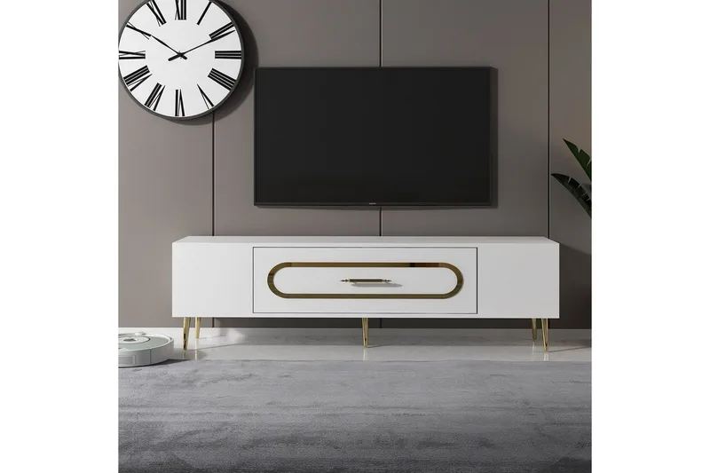 Aldor TV-taso 150 cm - Valkoinen/Keltainend - Huonekalut - TV- & Mediakalusteet - Tv taso & Mediataso