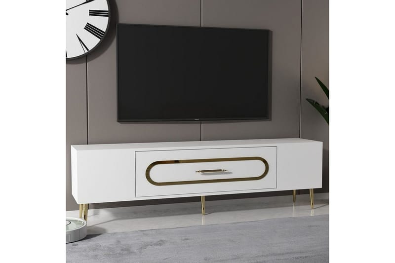 Aldor TV-taso 150 cm - Valkoinen/Keltainend - Huonekalut - TV- & Mediakalusteet - Tv taso & Mediataso