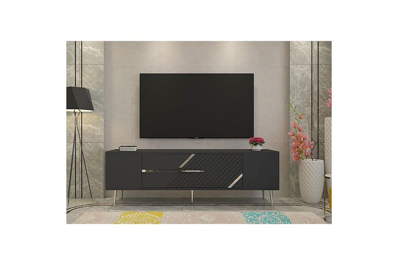 Anira TV-taso 150 cm - Antrasiitti/Hopea - Huonekalut - TV- & Mediakalusteet - Tv taso & Mediataso