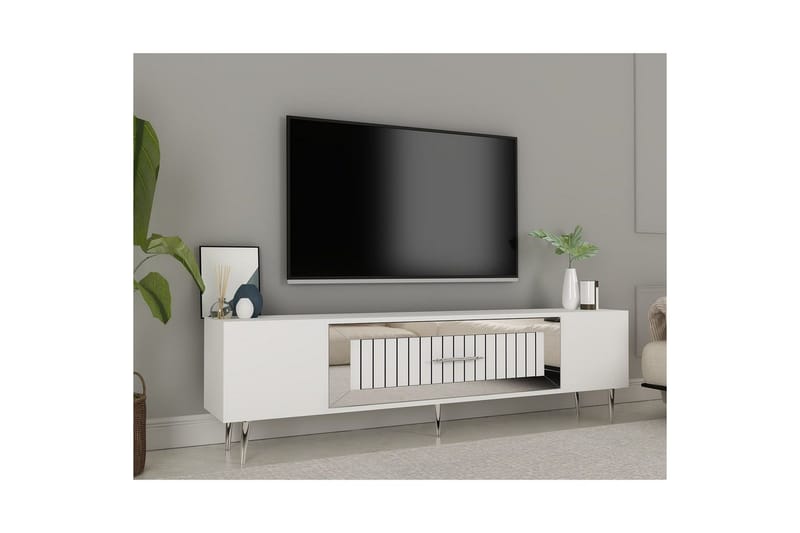 Anira TV-taso 150 cm - Valkoinen/Hopea - Huonekalut - TV- & Mediakalusteet - Tv taso & Mediataso