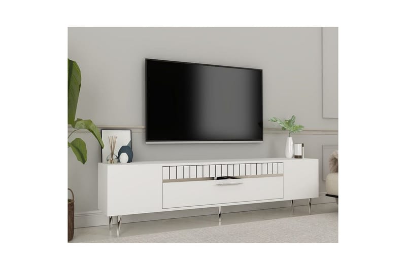 Anira TV-taso 150 cm - Valkoinen/Hopea - Huonekalut - TV- & Mediakalusteet - Tv taso & Mediataso