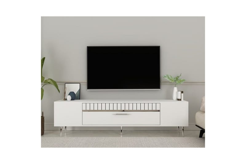 Anira TV-taso 150 cm - Valkoinen/Hopea - Huonekalut - TV- & Mediakalusteet - Tv taso & Mediataso