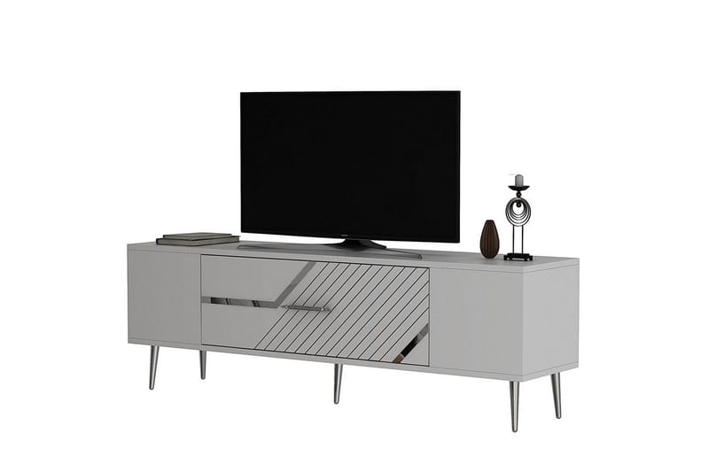 Anira TV-taso 150 cm, Valkoinen/Hopea