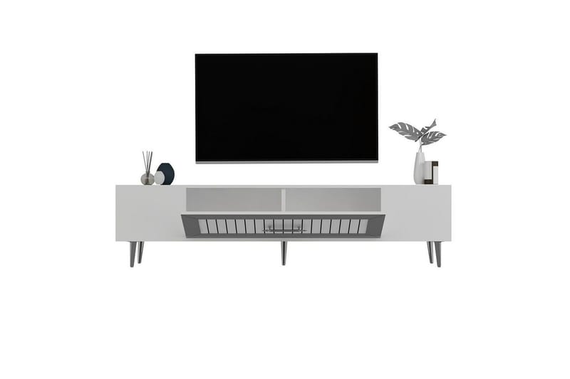 Anira TV-taso 150 cm - Valkoinen/Hopea - Huonekalut - TV- & Mediakalusteet - Tv taso & Mediataso