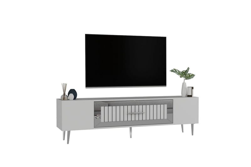 Anira TV-taso 150 cm - Valkoinen/Hopea - Huonekalut - TV- & Mediakalusteet - Tv taso & Mediataso