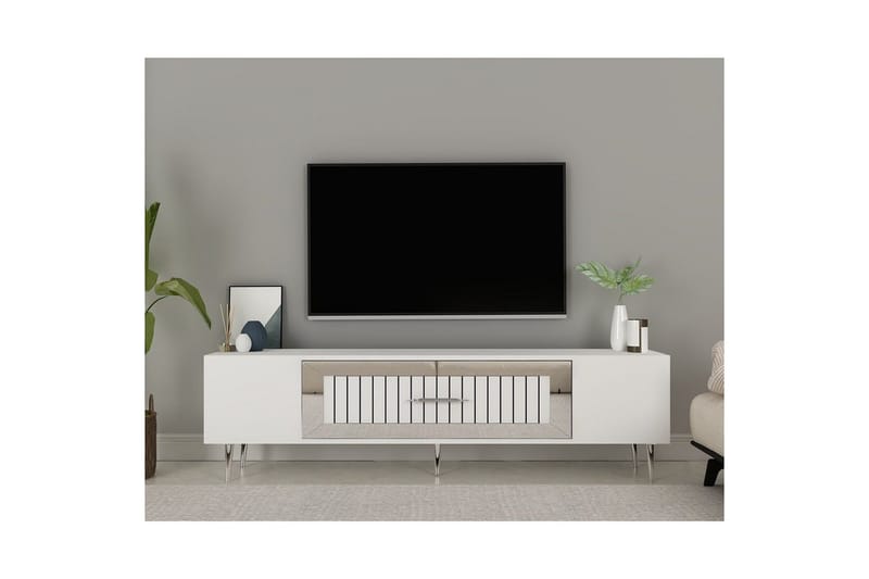 Anira TV-taso 150 cm - Valkoinen/Hopea - Huonekalut - TV- & Mediakalusteet - Tv taso & Mediataso