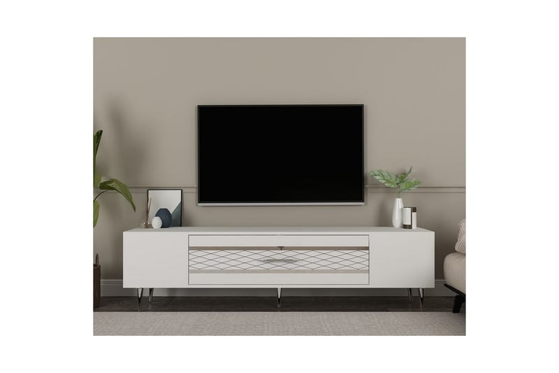 Anira TV-taso 150 cm - Valkoinen/Hopea - Huonekalut - TV- & Mediakalusteet - Tv taso & Mediataso