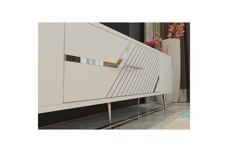 Anira TV-taso 150 cm - Valkoinen/Hopea - Huonekalut - TV- & Mediakalusteet - Tv taso & Mediataso