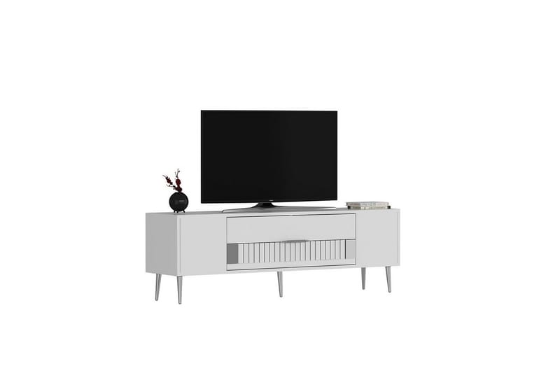 Anira TV-taso 150 cm - Valkoinen/Hopea - Huonekalut - TV- & Mediakalusteet - Tv taso & Mediataso