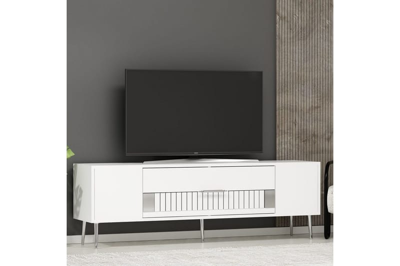 Anira TV-taso 150 cm - Valkoinen/Hopea - Huonekalut - TV- & Mediakalusteet - Tv taso & Mediataso