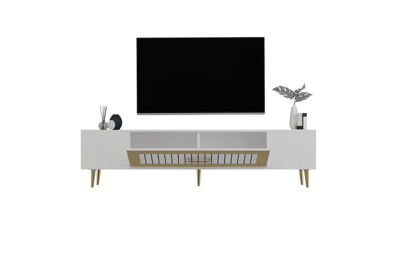 Anira TV-taso 150 cm - Valkoinen/Keltainend - Huonekalut - TV- & Mediakalusteet - Tv taso & Mediataso