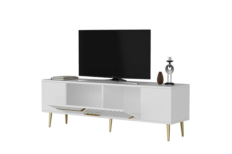 Anira TV-taso 150 cm - Valkoinen/Keltainend - Huonekalut - TV- & Mediakalusteet - Tv taso & Mediataso