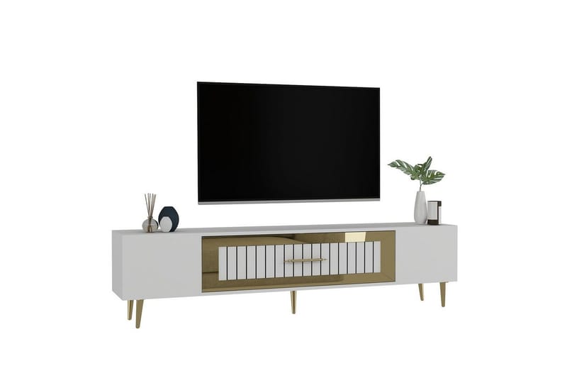 Anira TV-taso 150 cm - Valkoinen/Keltainend - Huonekalut - TV- & Mediakalusteet - Tv taso & Mediataso