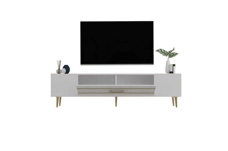 Anira TV-taso 150 cm - Valkoinen/Keltainend - Huonekalut - TV- & Mediakalusteet - Tv taso & Mediataso