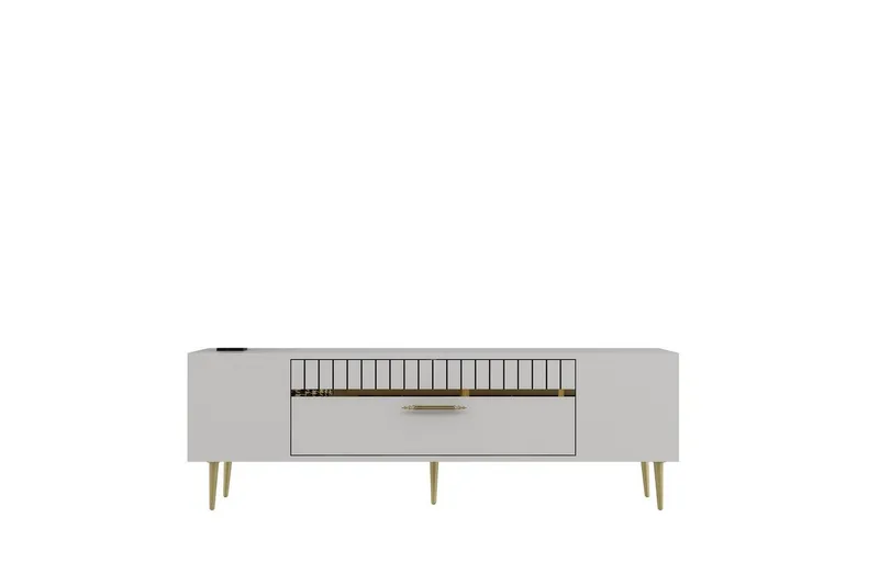 Anira TV-taso 150 cm, Valkoinen/Keltainend