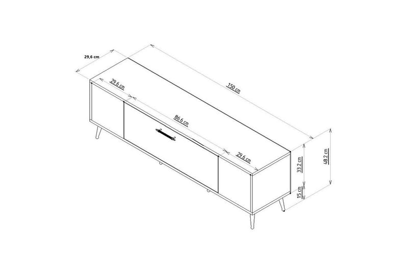 Anira TV-taso 150 cm - Valkoinen/Keltainend - Huonekalut - TV- & Mediakalusteet - Tv taso & Mediataso