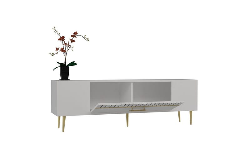 Anira TV-taso 150 cm - Valkoinen/Keltainend - Huonekalut - TV- & Mediakalusteet - Tv taso & Mediataso