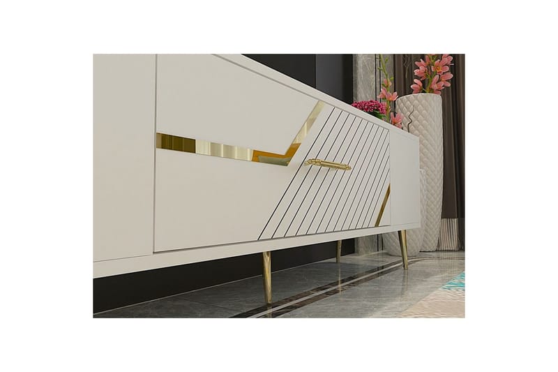 Anira TV-taso 150 cm - Valkoinen/Keltainend - Huonekalut - TV- & Mediakalusteet - Tv taso & Mediataso