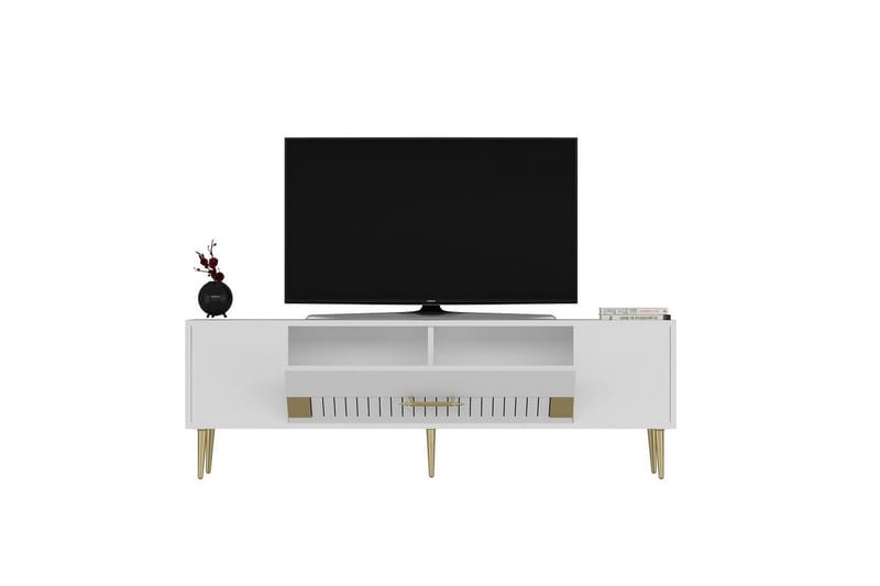 Anira TV-taso 150 cm - Valkoinen/Keltainend - Huonekalut - TV- & Mediakalusteet - Tv taso & Mediataso