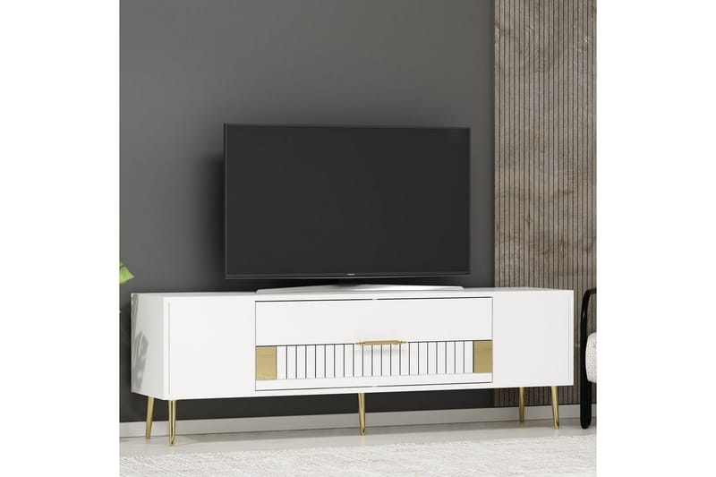 Anira TV-taso 150 cm - Valkoinen/Keltainend - Huonekalut - TV- & Mediakalusteet - Tv taso & Mediataso