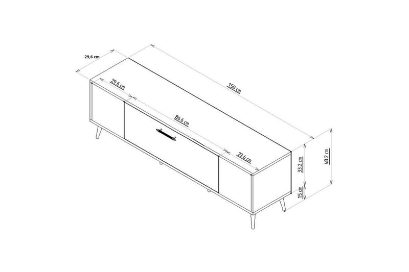 Anira TV-taso 150 cm - Valkoinen/Keltainend - Huonekalut - TV- & Mediakalusteet - Tv taso & Mediataso