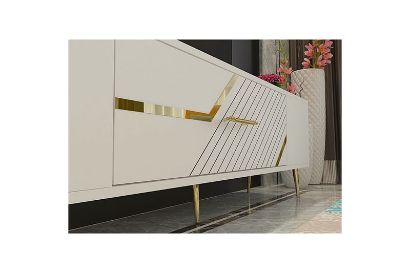 Anira TV-taso 150 cm - Valkoinen/Keltainend - Huonekalut - TV- & Mediakalusteet - Tv taso & Mediataso