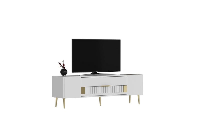 Anira TV-taso 150 cm - Valkoinen/Keltainend - Huonekalut - TV- & Mediakalusteet - Tv taso & Mediataso