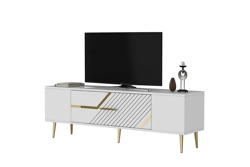 Anira TV-taso 150 cm - Valkoinen/Keltainend - Huonekalut - TV- & Mediakalusteet - Tv taso & Mediataso