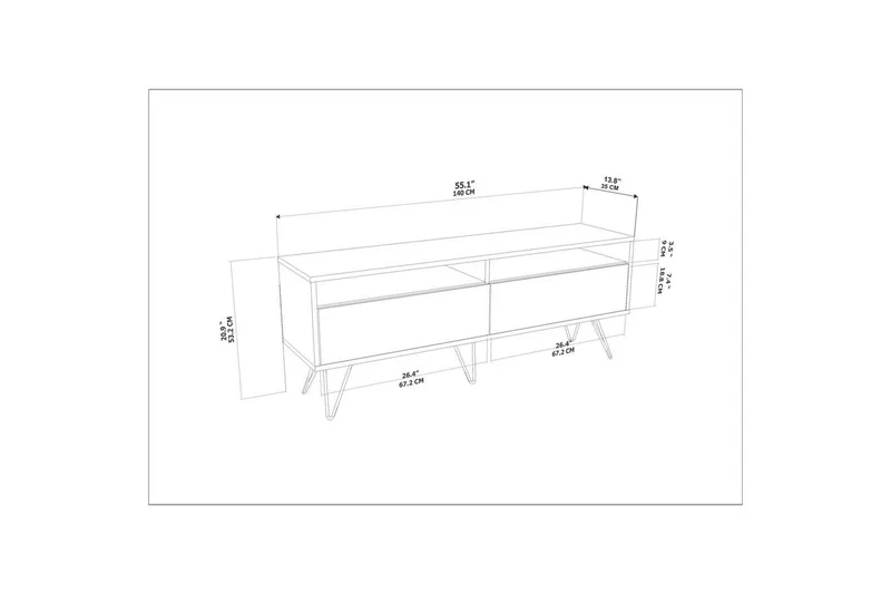 Anvor TV-taso 140 cm - Valkoinen/Beige - Huonekalut - TV- & Mediakalusteet - Tv taso & Mediataso