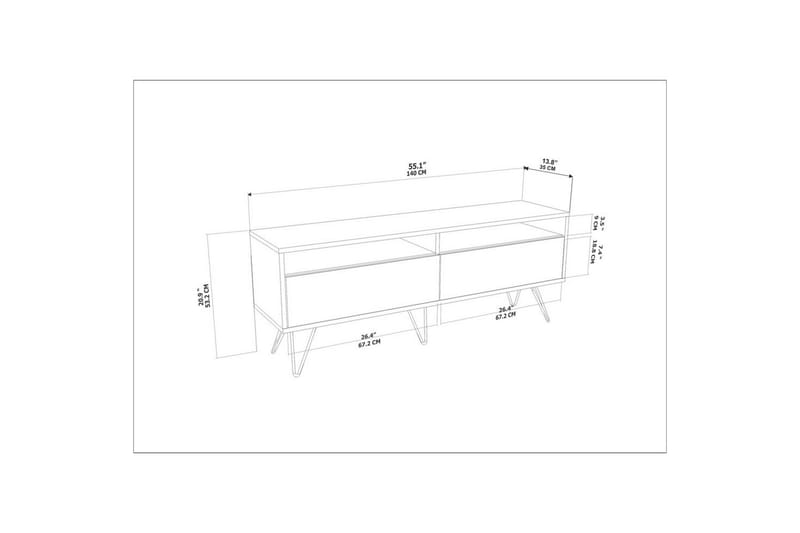 Anvor TV-taso 140 cm - Valkoinen/Beige - Huonekalut - TV- & Mediakalusteet - Tv taso & Mediataso