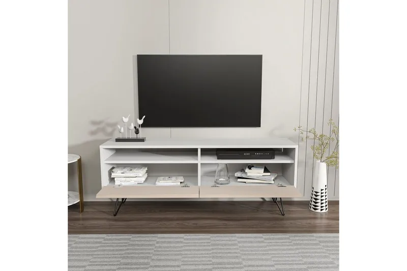 Anvor TV-taso 140 cm - Valkoinen/Beige - Huonekalut - TV- & Mediakalusteet - Tv taso & Mediataso