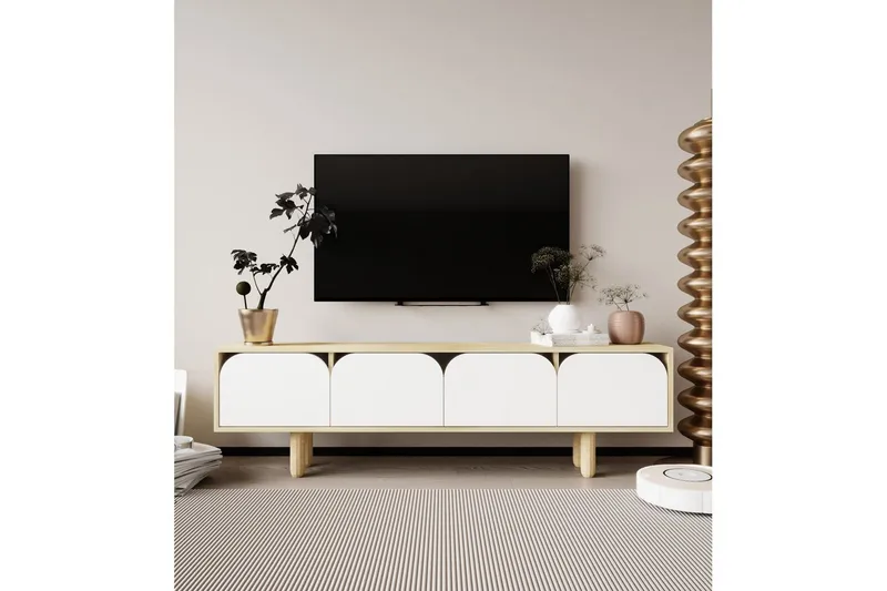 Arvo TV-taso 180x30 cm - Ruskea/Valkoinen - Huonekalut - TV- & Mediakalusteet - Mediajalusta & seinäteline