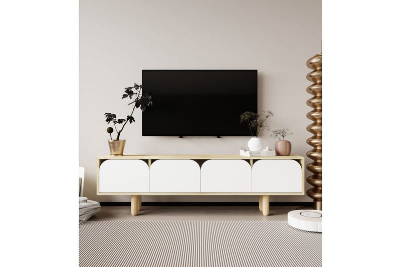 Arvo TV-taso 180x30 cm - Ruskea/Valkoinen - Huonekalut - TV- & Mediakalusteet - Mediajalusta & seinäteline