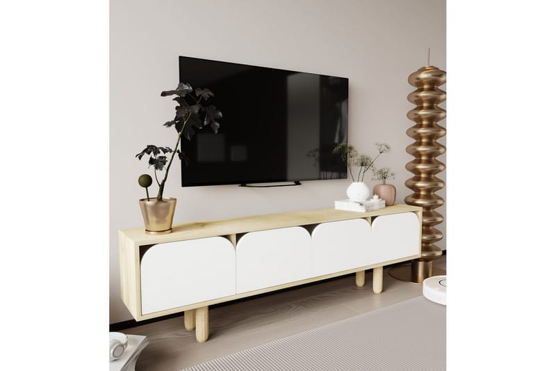 Arvo TV-taso 180x30 cm - Ruskea/Valkoinen - Huonekalut - TV- & Mediakalusteet - Mediajalusta & seinäteline