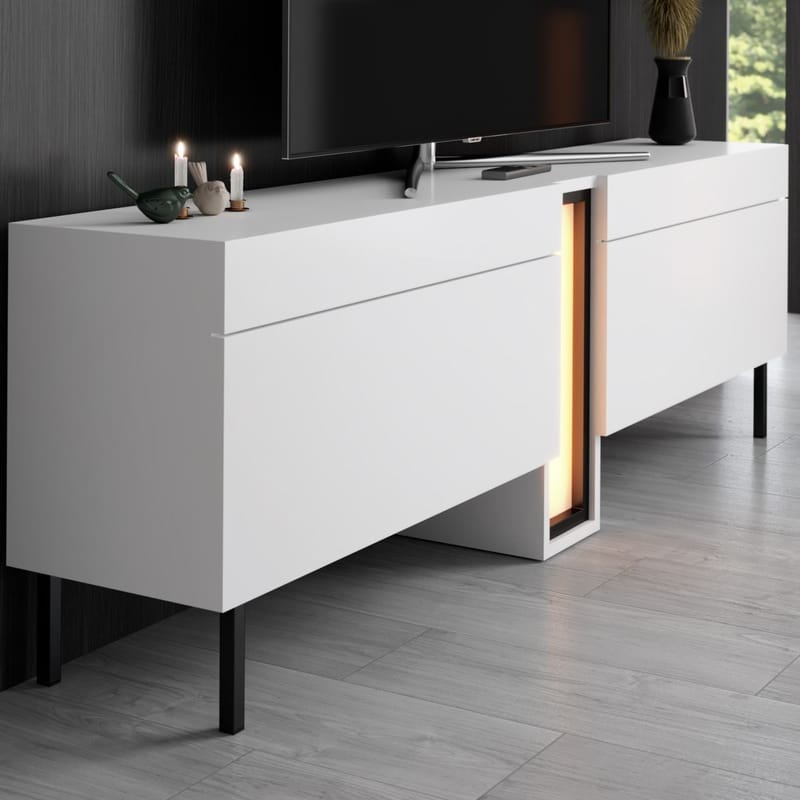 Berriaren TV-taso 180 cm - Valkoinen - Huonekalut - TV- & Mediakalusteet - Mediajalusta & seinäteline