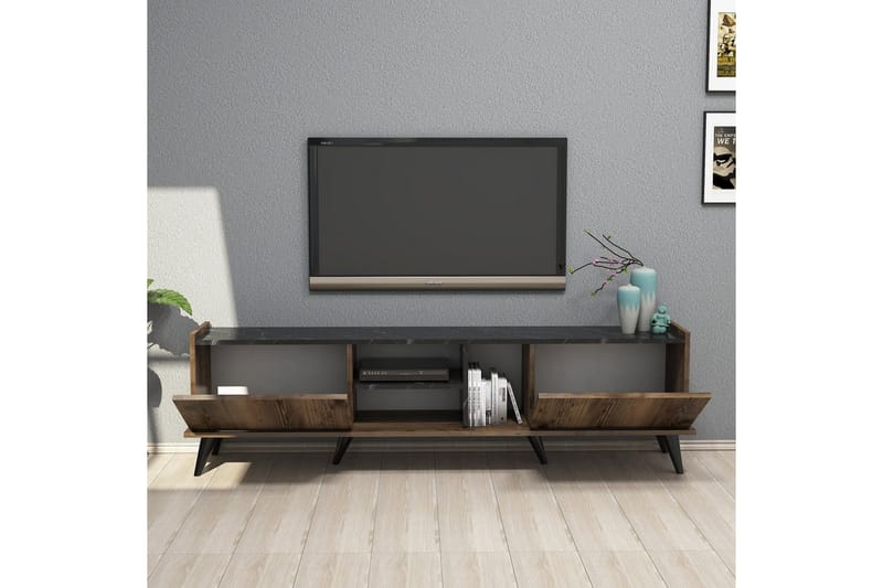 Challur TV-taso 180 cm - Pähkinä/Musta - Huonekalut - TV- & Mediakalusteet - Tv taso & Mediataso