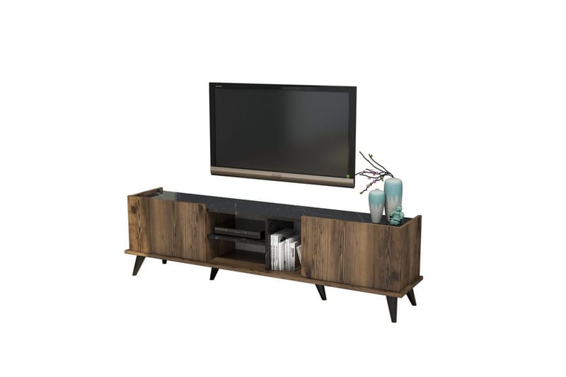 Challur TV-taso 180 cm - Pähkinä/Musta - Huonekalut - TV- & Mediakalusteet - Tv taso & Mediataso