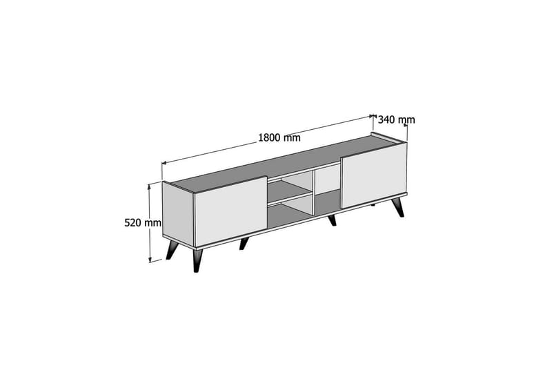 Challur TV-taso 180 cm - Pähkinä/Musta - Huonekalut - TV- & Mediakalusteet - Tv taso & Mediataso