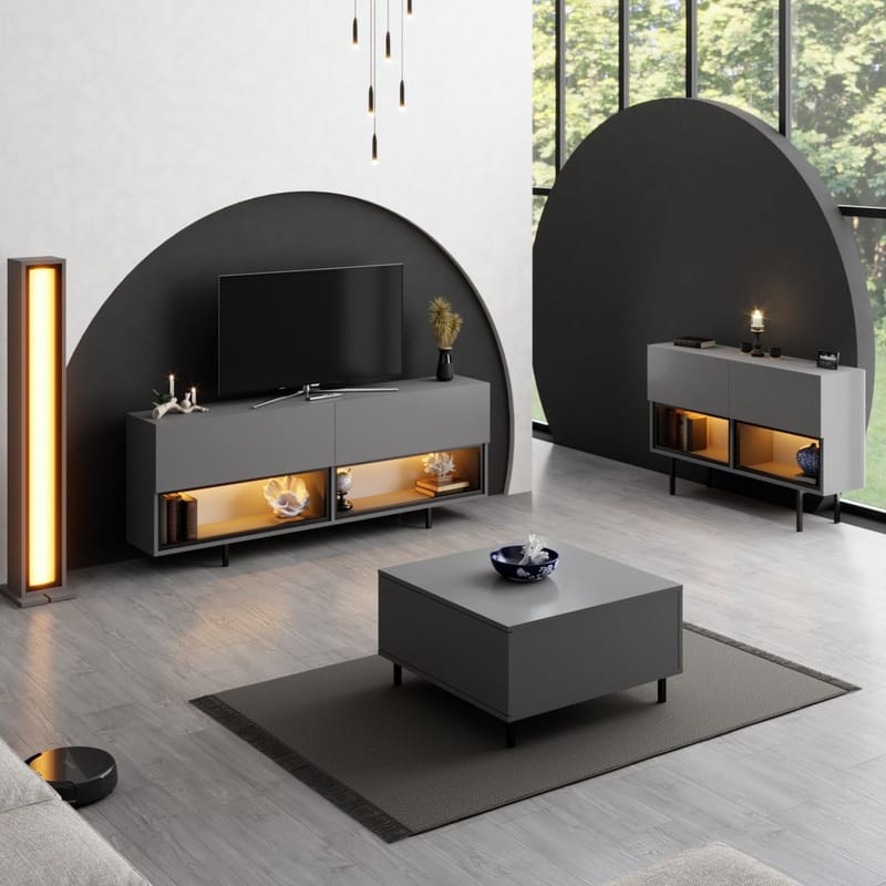 Cielieucel TV-taso 180 cm - Antrasiitti - Huonekalut - TV- & Mediakalusteet - Mediajalusta & seinäteline