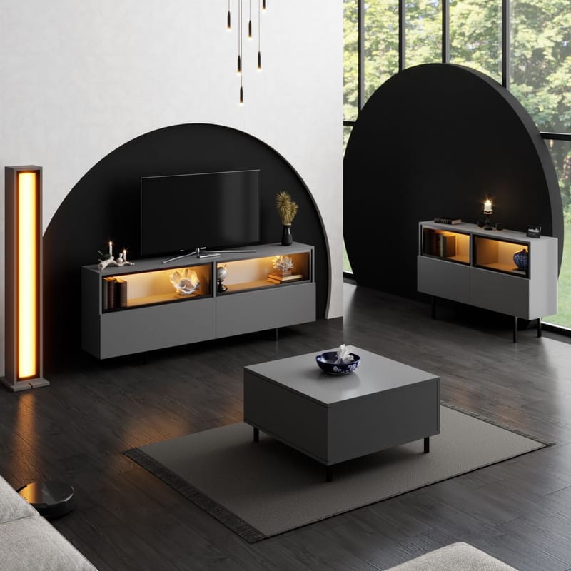 Cielieucel TV-taso 180 cm - Antrasiitti - Huonekalut - TV- & Mediakalusteet - Mediajalusta & seinäteline