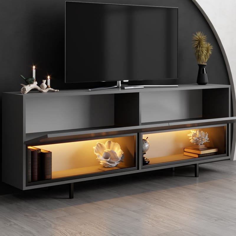 Cielieucel TV-taso 180 cm - Antrasiitti - Huonekalut - TV- & Mediakalusteet - Mediajalusta & seinäteline